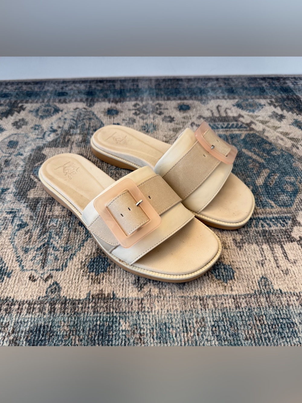 Reef Women's Cream Slide Sandals with Blush Buckle